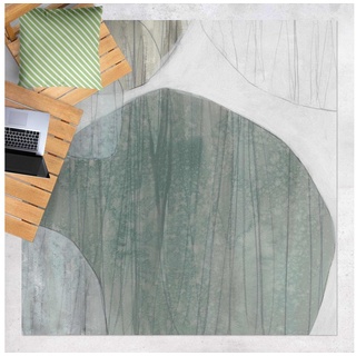 Teppich Vinyl Wohnzimmer Schlafzimmer Flur Küche Abstrakt modern, Bilderdepot24, quadratisch - grün glatt, nass wischbar (Küche, Tierhaare) - Saugroboter & Bodenheizung geeignet grün 160 cm x 160 cm