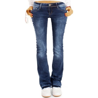 be styled Bootcut-Jeans Damen Hüftjeans, Schlaghosen mit offenem Saum, low waist j40g-2 blau 42