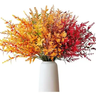8 Bündel Künstliche Herbstblumen Künstlich Herbststrauß Kunstblumen Herbst Deko, Künstliche Blumen Herbst Balkonpflanzen Herbstzweige Herbstdeko Für Drinnen Draußen Garten Tisch Gelb