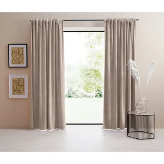 LeGer Home by Lena Gercke Vorhang Samt Ladina, Multifunktionsband (1 St), blickdicht, Polyester, blickdicht, gewebt, verschiedene Größen, Bestseller beige 140 cm x 175 cm