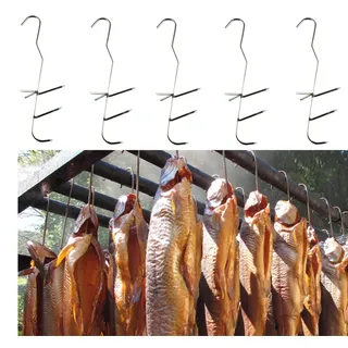 lilawelt24 5 X RäUCHERHAKEN - Haken zum Fischen Fisch Raucherhaken fleischhaken Räucherei für Raucher Grill Fleischerhaken Fischhaken, Fleischerhaken, Metzgerhaken
