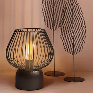 MJ PREMIER Tischlampe Kabellos, Batteriebetriebene Tischlampe mit Timer-Funktion, Tragbare Lampe Batteriebetrieben, Schwarze Metall Led Nachttischlampe für Wohnzimmer Schlafzimmer Balkon Tisch