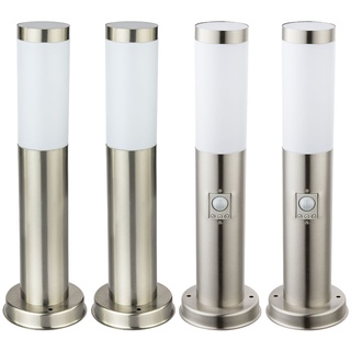 4er Set Außen Stehleuchten Säulen mit Bewegungsmelder Edelstahl Standleuchte Stehlampe, 1x E27 LED 1055 Lumen warmweiß, Garten Außenbereich