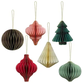 Britesta 6er-Set Weihnachts-Deko zum Aufhängen, 3D-Ornamente aus Papier