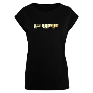 Merchcode T-Shirt Merchcode Damen Laides Grand Los Angeles Extended Shoulder Tee (1-tlg) schwarz