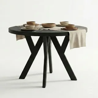 Dekori Möbel Runder Ausziehbarer Tisch für Esszimmer mit Holzbeinen, Pero, Loft-Stil, Skandinavische, Durchmesser Varianten: von 90 bis 220 cm (Schwarz, 90/140 cm)