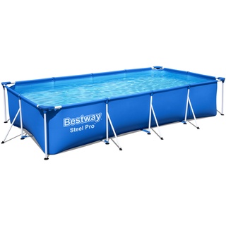 Steel Pro Bestway Frame Pool Set mit Poolpumpe 400 x 211 x 81 cm , dunkelblau, eckig