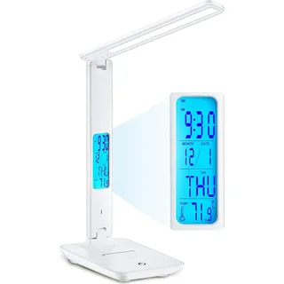 Retoo Schreibtischlampe LED mit 5 Helligkeits und USB Ladefunktion, Nachttischlampe Bürolampe Tischlampe, Sensible Kontrolle, 1200 Lux, 5W, Schreibtisch lampe für Büro, Lesen, Studieren