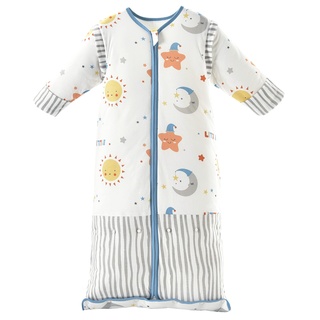Chilsuessy Winter 3.5 Tog Kinder Schlafsack mit abnehmbaren Ärmeln Bio Babyschlafsack für Jungen und Mädchen von 1 bis 10 Jahre alt, Blau Himmel, L (100-130 cm)