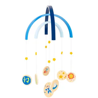 Small Foot Company small foot 11451 Mobile "Space" aus Holz, Kleinkind-Mobile mit Weltall-Figuren und Sternen, ideal für das Babybettchen