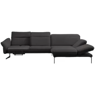 Himolla Ecksofa, Grau, Metall, Echtleder, Longlife-Leder, Dickleder, 3,5-Sitzer, Ottomane rechts, L-Form, 299x203 cm, Blauer Engel, Goldenes M, Emas, Typenauswahl, Lederauswahl, Stoffauswahl, Sitzqualitäten, Hocker erhältlich, Rücken echt, individuell planbar, Wohnzimmer, Sofas & Couches, Wohnlandschaften, Ecksofas