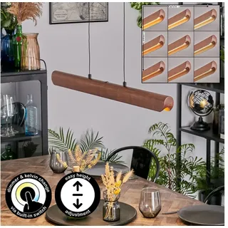 hofstein Pendelleuchte dimmbare Pendellampe aus Metall/Holz/Kunststoff in Schwarz/Dunkelbraun, ohne Leuchtmittel, HängeRetro mit Holzbalken und Touchdimmer, CCT, max. 170 cm schwarz