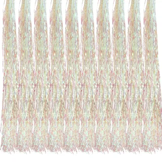 Oblique Unique® 10x Lametta Glänzend 100cm für Weihnachtsbaum Baumschmuck Weihnachtsdeko Weihnachten Party Feier Deko Silber Gold Weiß Schwarz Pink Lila Blau Grün - Farbe Wählbar (Weiss)