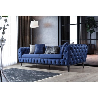 Villa Möbel 3-Sitzer »Marrakesh Sofa mit Rundumheftsteppung«, 1 Stk. 2-Sitzer, Quality Made in Turkey, Luxus-Microfaser (100% Polyester) blau