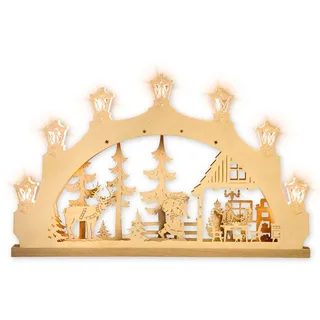 weigla - Schwibbogen original Erzgebirge I Lichterbogen Weihnachten I Motiv Weihnachtsabend I 7 Lampenkerzen + 1 Ersatzlampe I 7 x 34 V, 3 W, E10 I beleuchtete Weihnachtsdeko