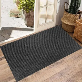 XUCHOU Fußmatte Außen Und Innen 50 x 90 cm Schmutzfangmatte rutschfest, Waschbar & Wetterfest Eingangsmatte für Innenbereich für Hund, Eingang, Haustür & Flur, Schwarz