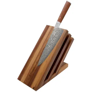 ZAYIKO Magnet-Messerblock Italienischer Design-Messerhalter in Fächer-Form - Nussbaumholz massiv (1tlg), Massives Nussbaumholz braun