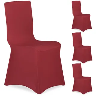 Relaxdays Stuhlhussen Dunkelrot 4er Set 60 x 57 cm