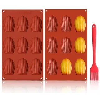 Bundviel Brotbackform 2er Set Silikon Madeleine Backform Bärentatzen Form Kuchen Muschel rot