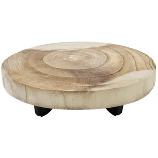 Spetebo Beistelltisch Mini Beistelltisch Baumscheibe - ca. Ø 23 cm (Stück, 1-St., Kleiner Beistelltisch aus Holz), Blumenhocker Pflanzenteller Dekoteller braun|schwarz