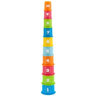 Chicco Stapelbare Becher, Stapelturm mit 10 bechers, mit mehrere Größen und Farben zu stapeln, mit Zahlen zu sortieren, entwickelt logische Fähigkeiten, Für Babys & Kinder, Baby Spielzeug, 9-36M