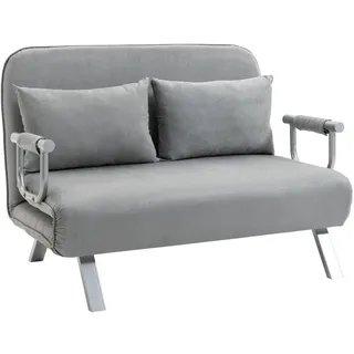 Homcom Schlafsofa Schlafcouch mit Verstellbarer Rückenlehne, Wurfkissen, 2er-Sofa mit Schlaffunktion, Samtoptik, Armlehne, Couch für Wohnzimmer,