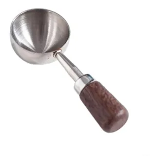 Kaffeelöffel Portionierer Eisportionierer Kaffeedosierlöffel 304 Edelstahl Messlöffel Kaffee mit Holzgriff, für Kaffeebohnen Kaffeepulver Kakaopulver Tee Mehl (Sliver-kurz-30ML)