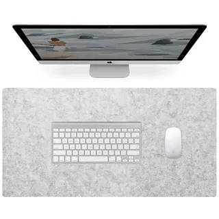 Filz-Schreibtischunterlage, groß, für Büro, Zuhause, rutschfeste Schreibtischunterlage, schützende Schreibtischunterlage, große Laptop-Matte, erweitertes Mauspad, Tastaturunterlage (Hellgrau, 80 x 30