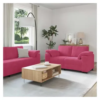 vidaXL Couch Samt 2-Sitzer Weinrot