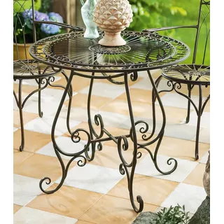 Bistro Tisch aus Metall Antik Optik, Vintage Balkon Garten Terrasse Beistell