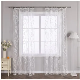Joyswahl Vorhang (1 St), Kräuselband, Voile Ausbrenner Muster Gardinenschals, Wohnzimmer weiß 140 cm x 145 cm
