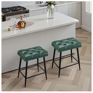 LuxusKollektion Barhocker Barstuhl Tresenhocker Mikrofaser Fußstütze Ohne Lehne Grün grün