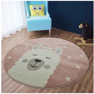 Vimoda Kinderteppich Tiere Design, mit freundlichen Effekt, Rechteckig, Teppich, Kinderzimmer, Babyzimmer, Schlafzimmer, Mädchen, Jung bunt|weiß 120 cm x 120 cm