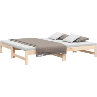 vidaXL Tagesbett Ausziehbar Sofa Gästebett Sofabett Bett Bettsofa Holzbett Schlafsofa Ausziehbett Bettgestell 2X(90x190) cm Massivholz Kiefer