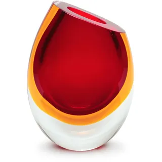Cá d'Oro Kleine Glasvase Bicolor Rot/Bernstein mundgeblasen Murano-Stil Kunstglas - Modell 96