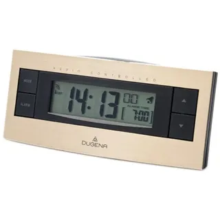 DUGENA 4460460 Wecker Funkwecker Digital Licht Alarm schwarz gold