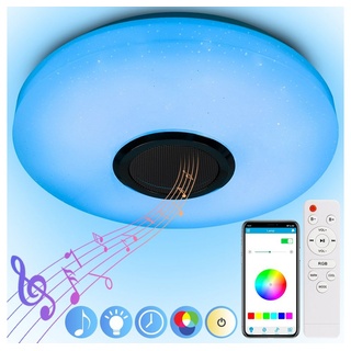 MUPOO LED Deckenleuchte Led Deckenleuchte mit Bluetooth Lautsprecher, Smart Deckenlampe, mit Fernbedienung und APP-Steuerung Ø 26 cm