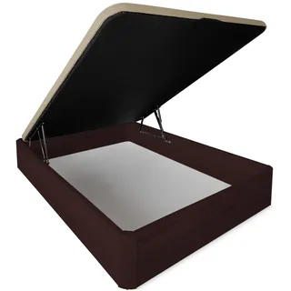 DUÉRMETE ONLINE Dreaming Online Aufklappbares Bettgestell aus Holz, großes Fassungsvermögen, Dicke 30 mm, mit verstärktem und atmungsaktivem Deckel, wenige, 135 x 190