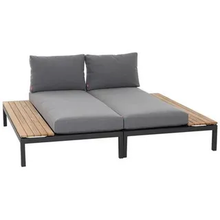 Siena Garden Loungebett, Anthrazit, Grau, Teak, Holz, Metall, Textil, Teakholz, Füllung: Vlies,Schaumstoff, Vlies, einzeln stellbar, wetterbeständig, Loungemöbel, Outdoorsofas
