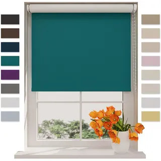 DTCH® Verdunkelungsrollo 200 x 190 cm Petrol, Größen von 40 bis 240 Breite, Ohne Bohren möglich, Rollo Wandmontage, Rollo 200 cm Breit, Fenster Rollos für Innen