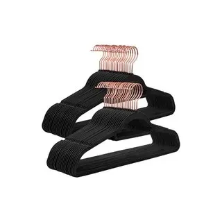 Songmics Kleiderbügel Samt Roségold/Schwarz 50 St.