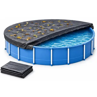 Runde Poolabdeckung – extra Starke 200 g/m2 Plane – UV-beständige Solarabdeckung für Sommer & Winter – robuste Poolplane in Schwarz (420 – 460 cm (Ø 520 cm))