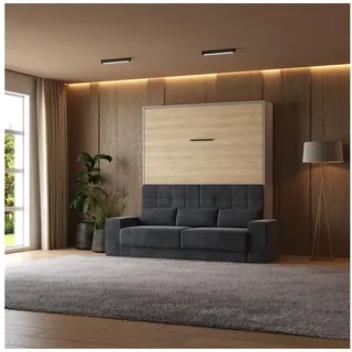 SMARTBett Schrankbett SMARTBett Schrankbett M1 180x200 Vertikal inkl.Anthrazit SOFA (Schrankbett, 2-St., Schrankbett+ Sofa)