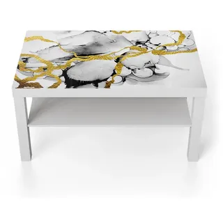 DEQORI Couchtisch 'Goldene Adern', Glas Beistelltisch Glastisch modern weiß 90 cm x 46 cm x 55 cm