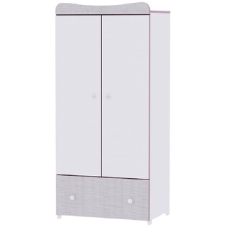Lorelli Kinder Kleiderschrank Exclusive 80x57x178 cm, Schublade, 2 Innenböden in rosa/weiß