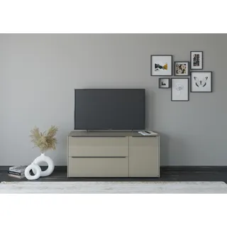 Set One by Musterring Reno TV-Lowboard 137 cm Grau/Braun Glas/Holzwerkstoff