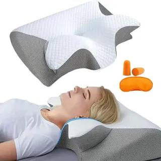 Curosleep Kissen, 2025 Upgrade Ergonomisches OrthopäDisches Kissen Mit Konturierter UnterstüTzung für Seiten, Mit schaumbildung im Nacken und Sc... - Grau