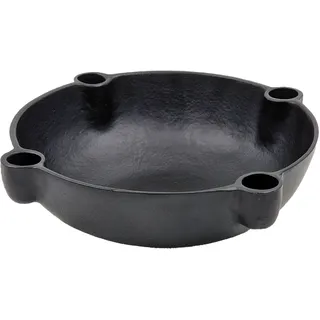 BOWL Dekoschale mit Kerzenhalter aus Aluguss Schwarz lackiert 24x7cm - Adventskranz Alternative Scandi