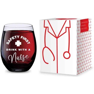 GSM Brands Weinglas ohne Stiel für Krankenschwestern (Safety First Drink With A Nurse) aus unzerbrechlichem Tritan-Kunststoff – 473 ml