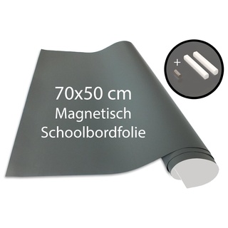 Cuadros Lifestyle Tafelfolie 70x50 cm | Magnetische und Selbstklebende Vinyl- Kreidefolie | Magnettafel | Magnetfolie | inkl. Kreide + Neodym-Magnete | Grau